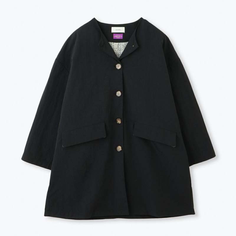 sosotto  ナイロンLIBERTY裏地ノーカラーコート /BK05